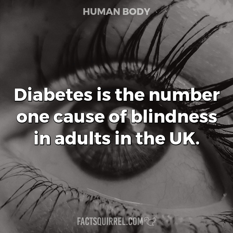 Diabetes is the number one cause of blindness in adults in the UK.
