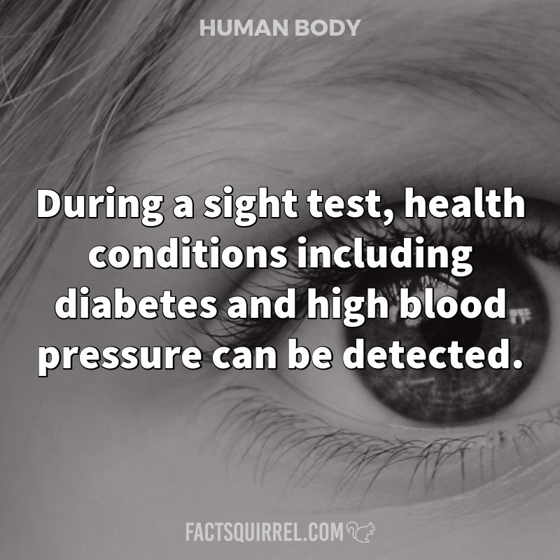 During a sight test, health conditions including diabetes and high blood pressure can be detected.