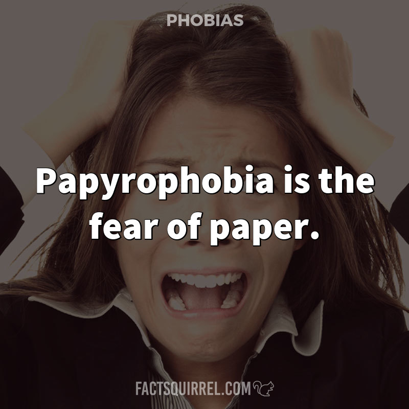 Papyrophobia is the fear of paper