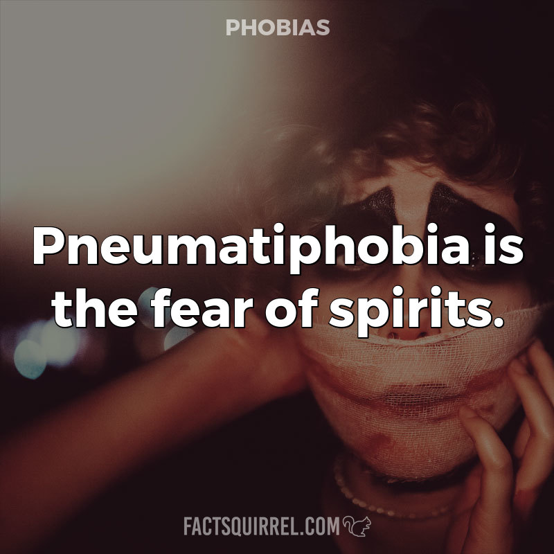Pneumatiphobia is the fear of spirits