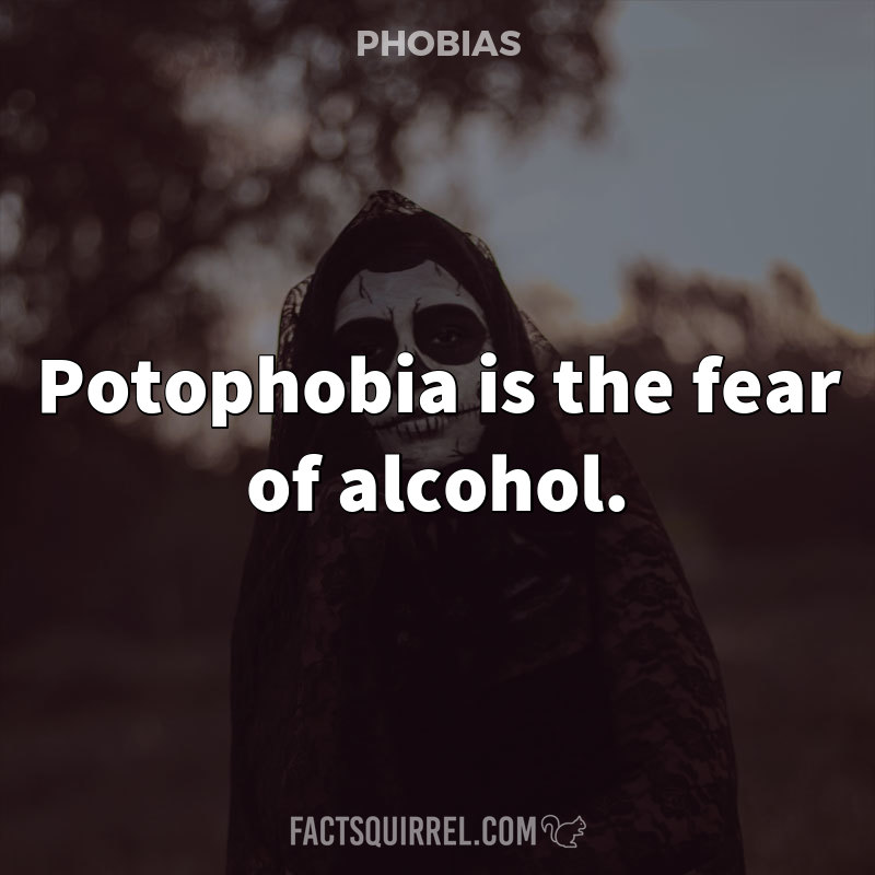 Potophobia is the fear of alcohol