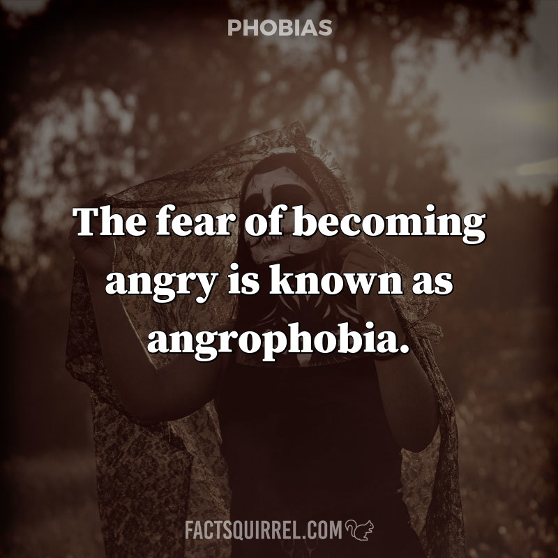 The fear of becoming angry is known as angrophobia