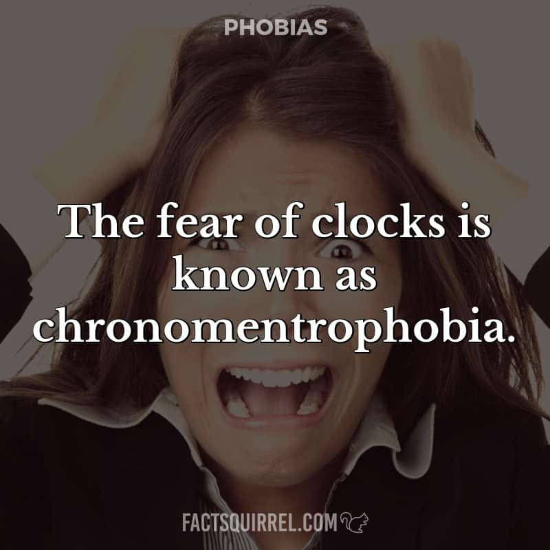 The fear of clocks is known as chronomentrophobia