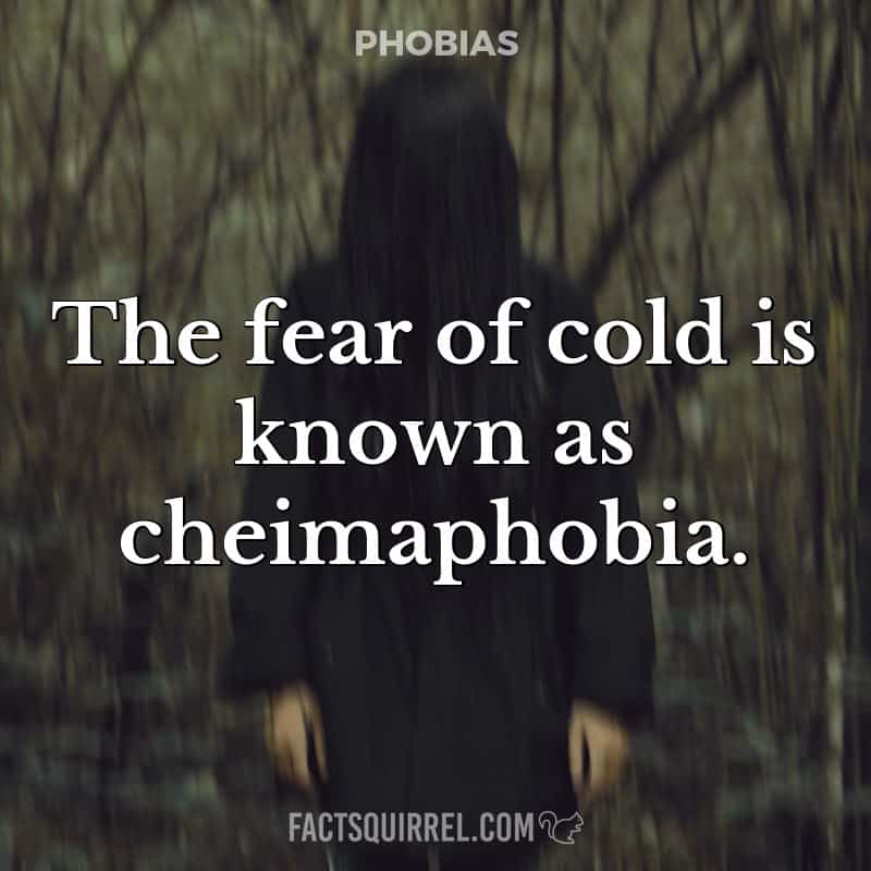 The fear of cold is known as cheimaphobia