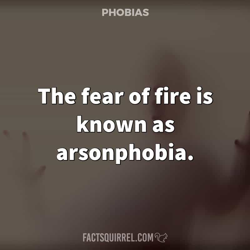 The fear of fire is known as arsonphobia