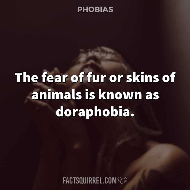 The fear of fur or skins of animals is known as doraphobia