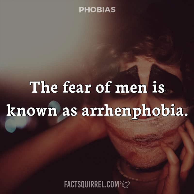 The fear of men is known as arrhenphobia