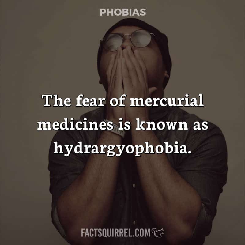 The fear of mercurial medicines is known as hydrargyophobia