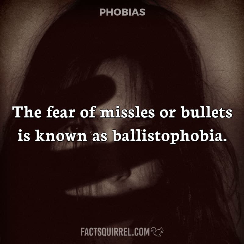 The fear of missles or bullets is known as ballistophobia
