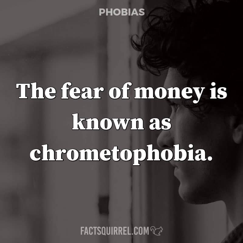 The fear of money is known as chrometophobia