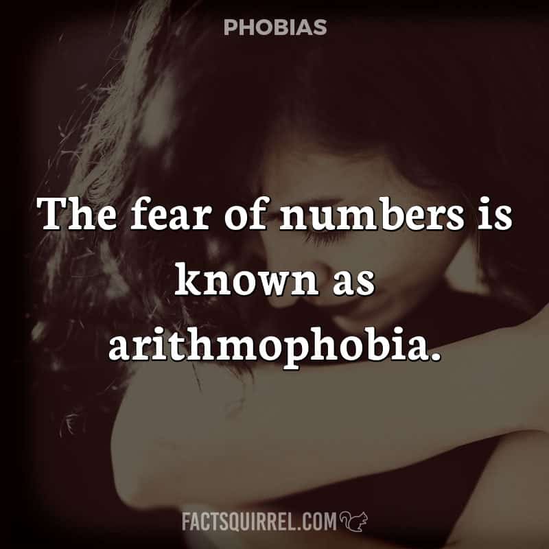 The fear of numbers is known as arithmophobia