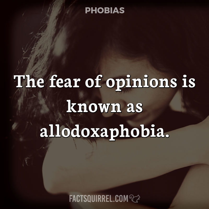 The fear of opinions is known as allodoxaphobia