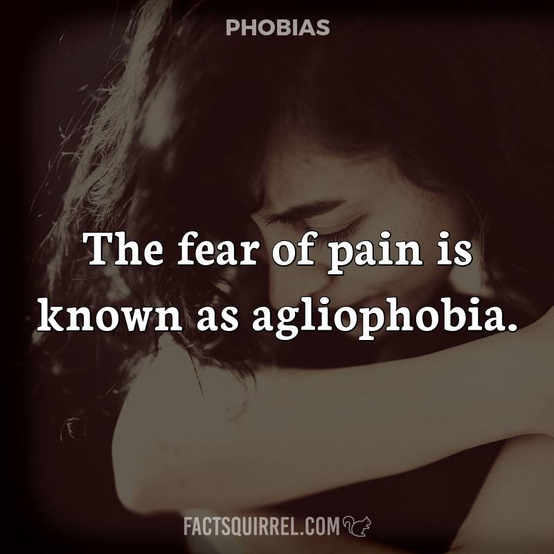 The fear of pain is known as agliophobia