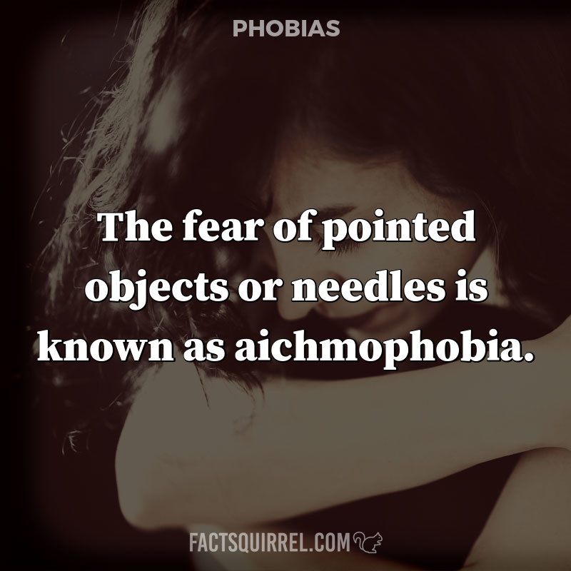 The fear of pointed objects or needles is known as aichmophobia